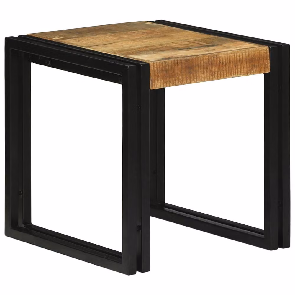 Berkfield Home Nesting Tables, Set of 3, Solid Mango Wood in Brown and Black – 3
