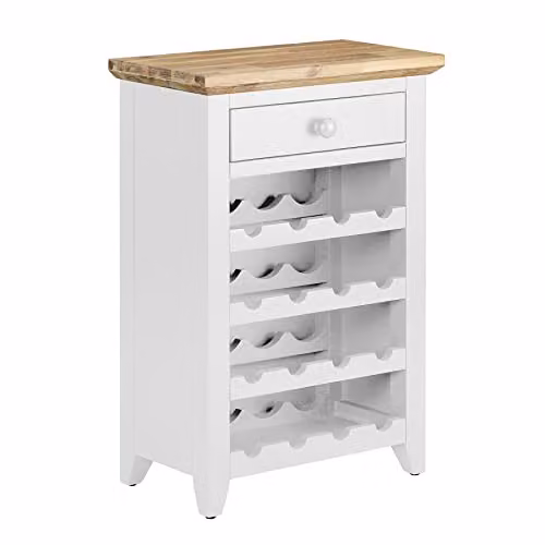 Statement Furniture Florence White Acacia Wood Wine Rack with Drawer W/D/H: 80 x 30 x 55 cm – 2