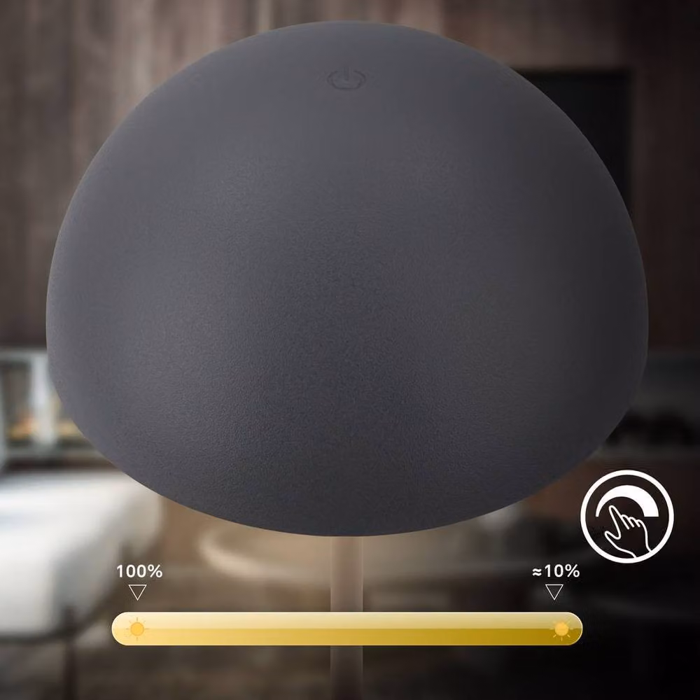 Briloner Anthracite Rechargeable LED Table Lamp, Dimmable Touch Control, IP44 Waterproof, W/D/H: 16 x 16 x 29 cm – 4