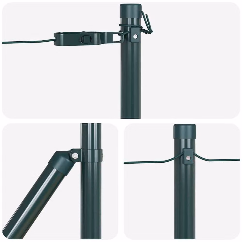vidaXL Set of 13 Green Round Metal and Concrete Fence Posts, W/D/H: 3.2 x 3.2 x 50 cm – 4