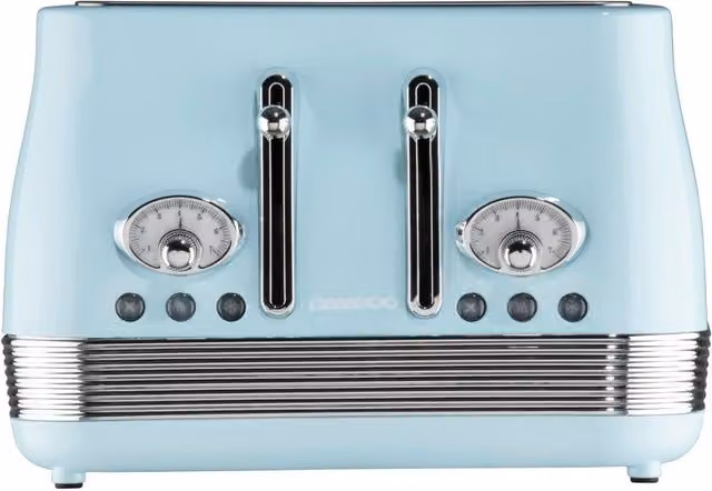 Daewoo Denver Retro 4 Slice Wide Slot Toaster in Turquoise Stainless Steel
