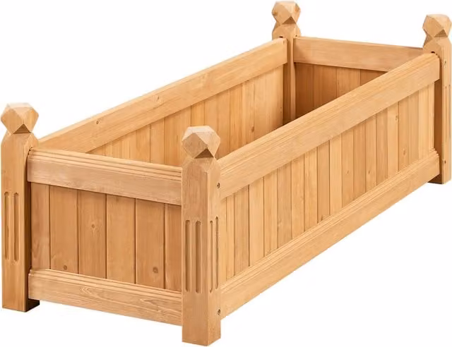 Yaheetech Wooden Raised Flower Bed Garden Planter, Brown, W: 110 cm, D: 35.5 cm, H: 35.5 cm