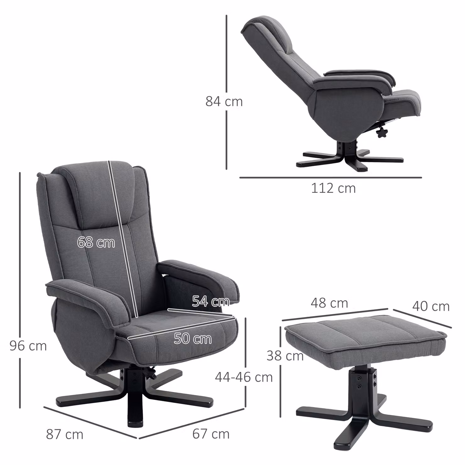 HOMCOM Rocker Swivel Recliner Chair with Footstool in Grey Velvet – 3