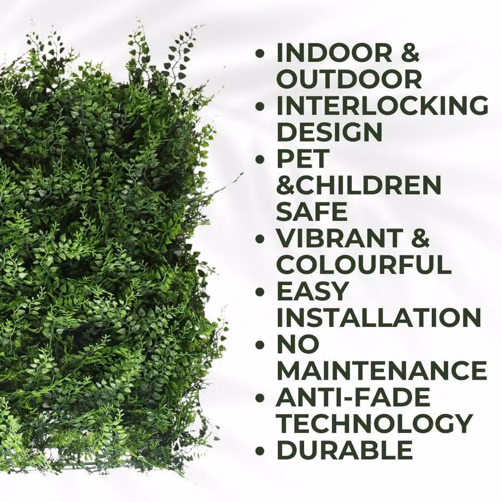 Ark Mat Fern Artificial Plant Wall Panel, Green, 50 x 50 cm – 9