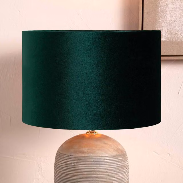 Ruma Green Velvet Cylinder Table Lamp Shade, Diameter: 45.72 cm – 1