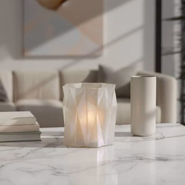 Orsina Rambia Small Iridescent Glass Tealight Candle Holder in Silver and Multicolour