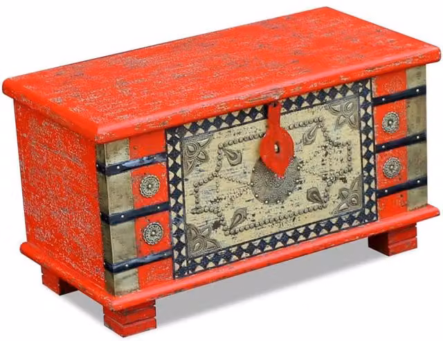 Berkfield Home Red Mango Wood Storage Chest, W/D/H: 80 x 40 x 45 cm