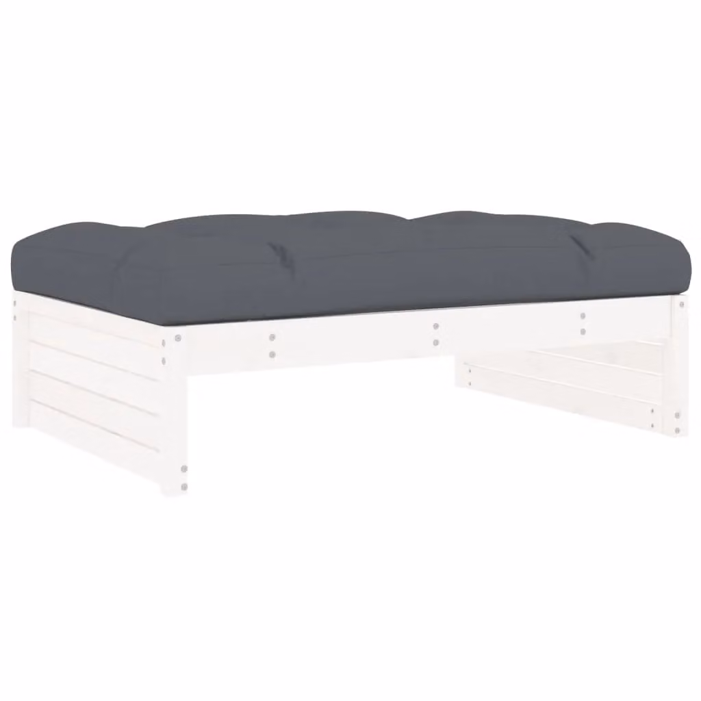 Berkfield Home Garden Rustic White Solid Pine Wood Footstool W: 80 cm, D: 80 cm – 2