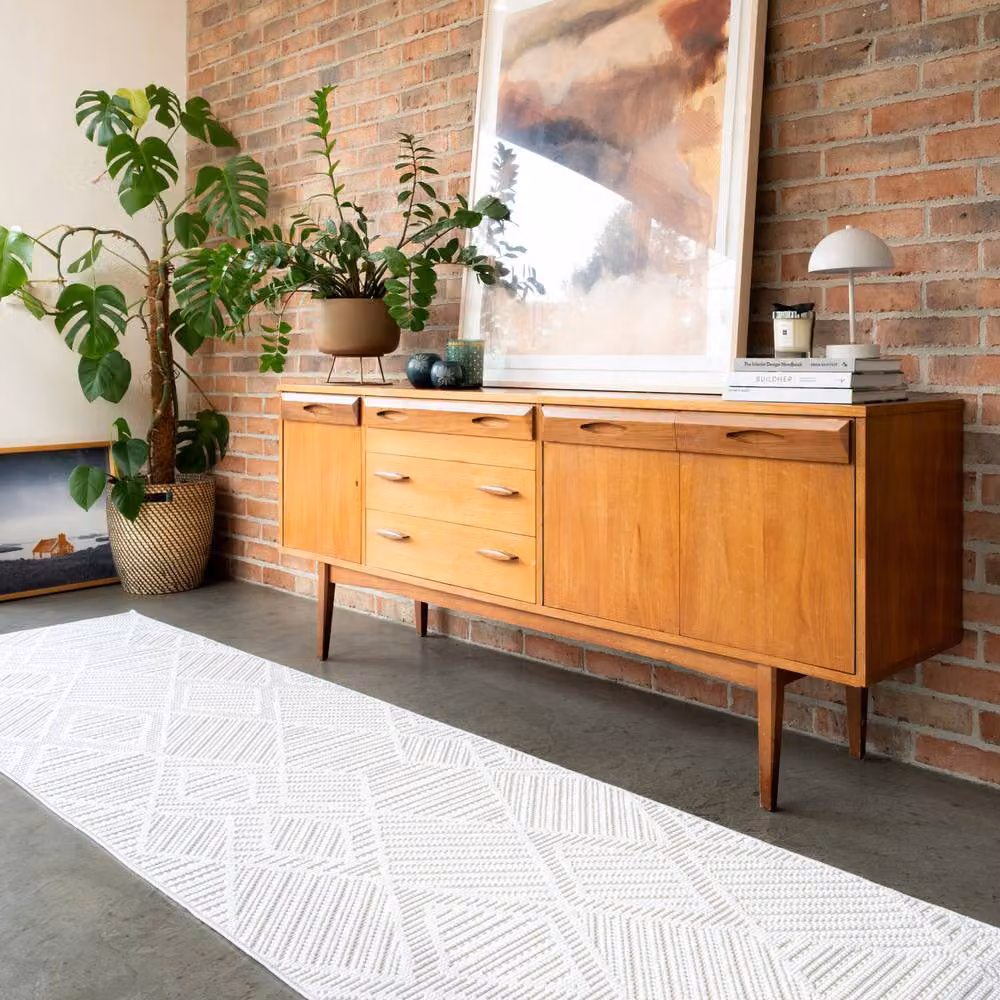 Kukoon Machine Washable Non-Slip Beige Rectangular Living Room Area Rug W: 80 cm, L: 300 cm – 4