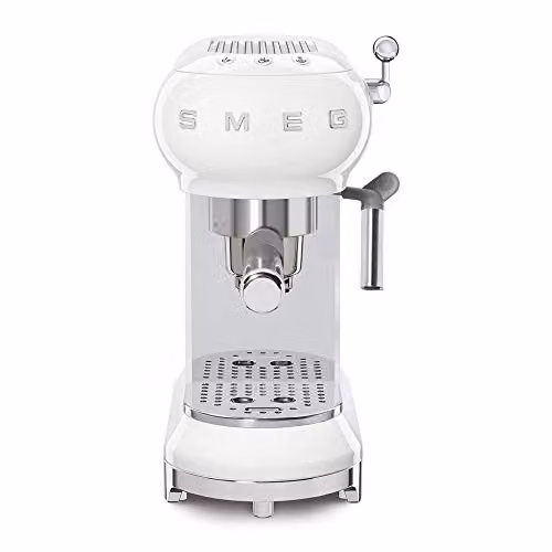 Smeg ECF02WHUK Espresso Coffee Machine with Steam Wand, White