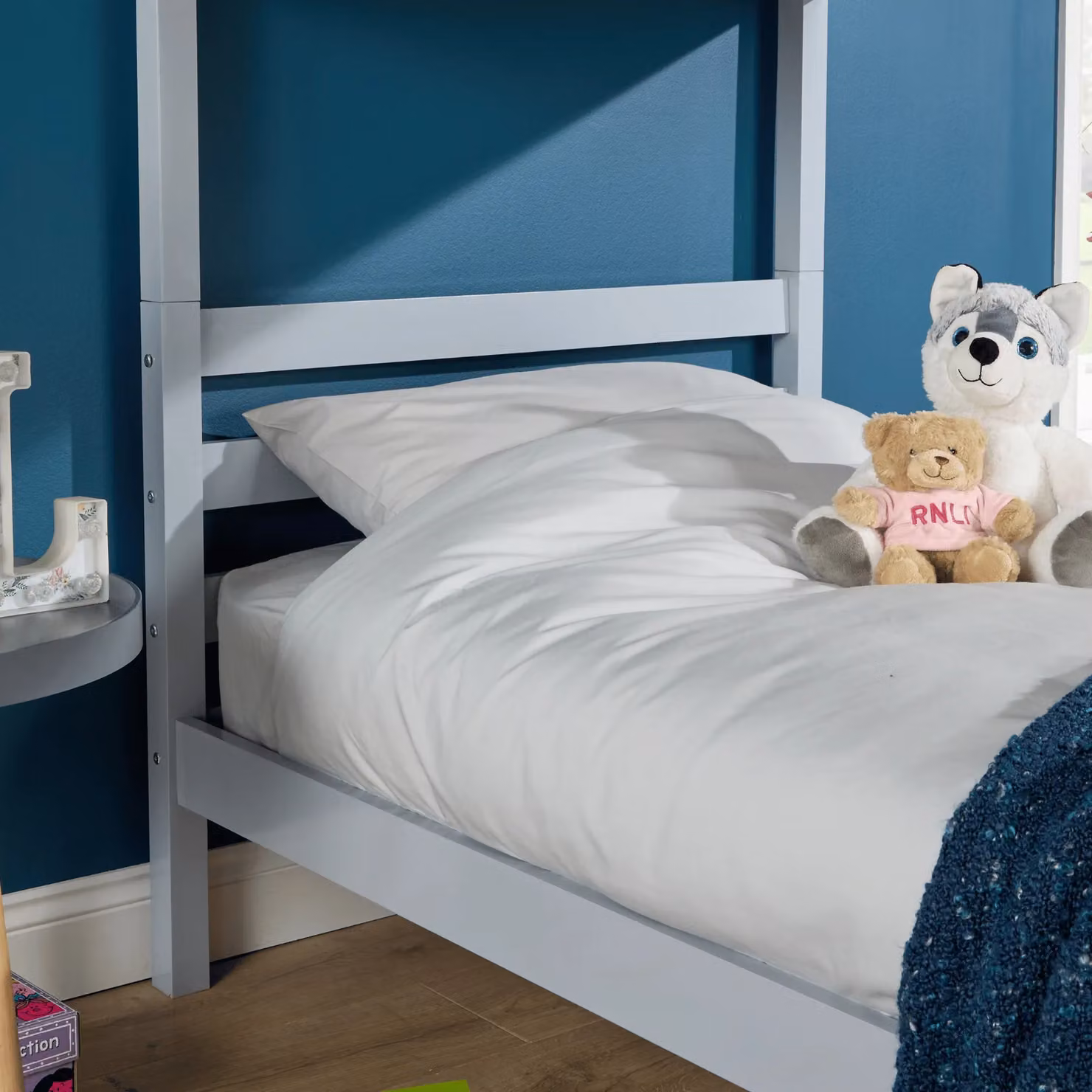 Home Source Hendon Single Painted Bunk Bed Convertible to Two Single Beds in Grey Solid Pine Wood – 4