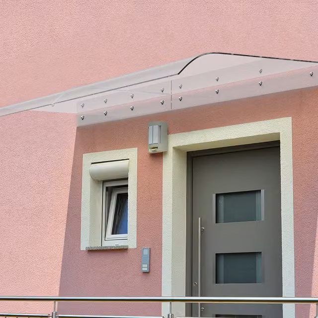 Breeins Transparent Window and Door Awning Canopy with White Frame, W: 200 cm, H: 50 cm, D: 50 cm