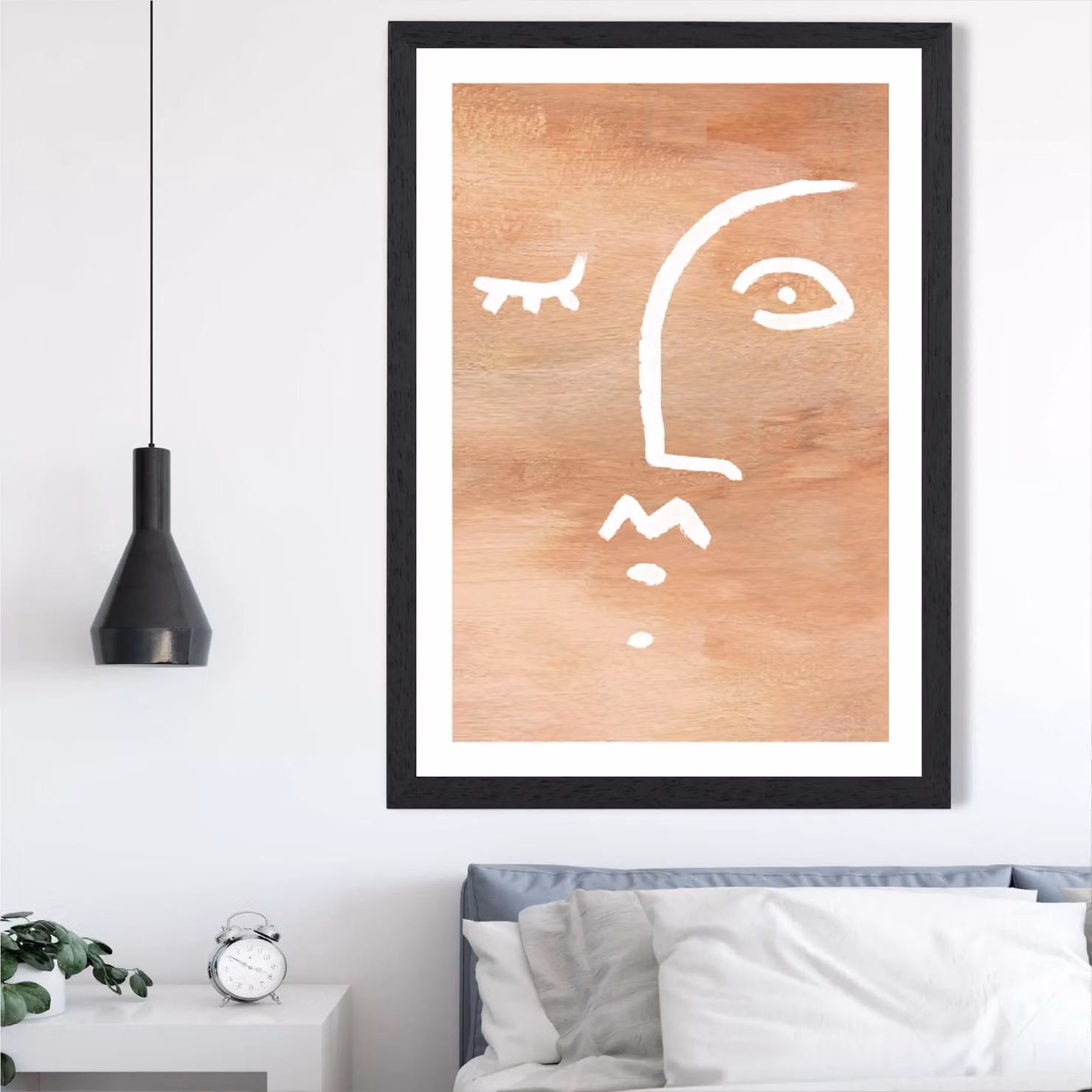 ARTZE Abstract Terracotta Face Framed Print in Black, A4 – 2