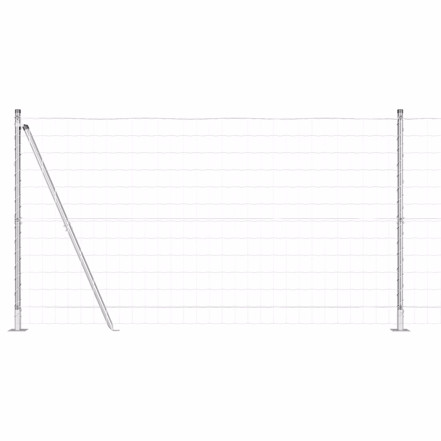 Berkfield Home Euro Fence with 7 Flanged Posts, Galvanised Steel, Silver, W: 10 m, H: 1.2 m – 2