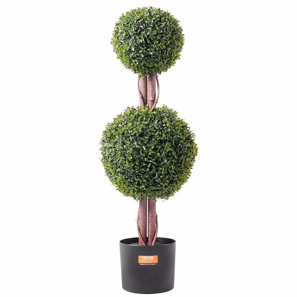 VEVOR Lush Faux Boxwood Topiary Tree, UV Rated Plastic Set in Green, Height: 91.44 cm – 8