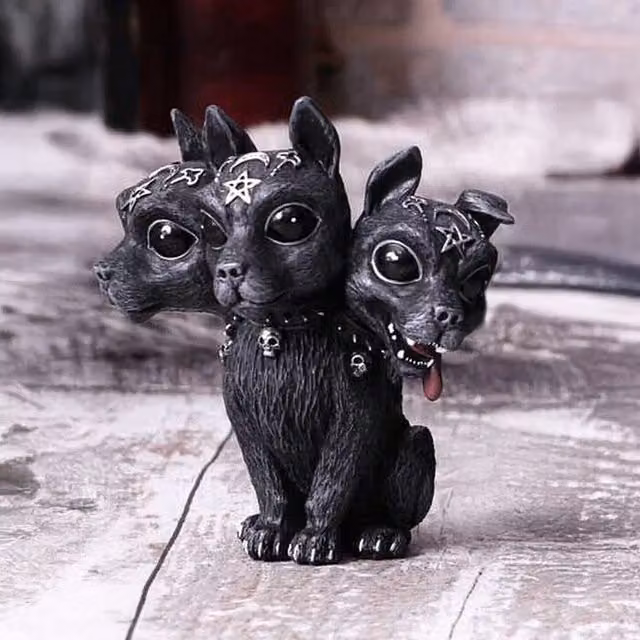 Nemesis Now Diabarkus Occult Cerberus Figurine, Black and Silver, Height: 10.5 cm