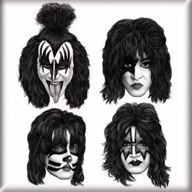 Kiss Graphite Faces Fridge Magnet in White – 1