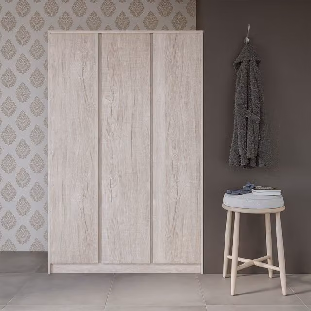 Seconique Malvern 3 Door Wardrobe in White and Grey