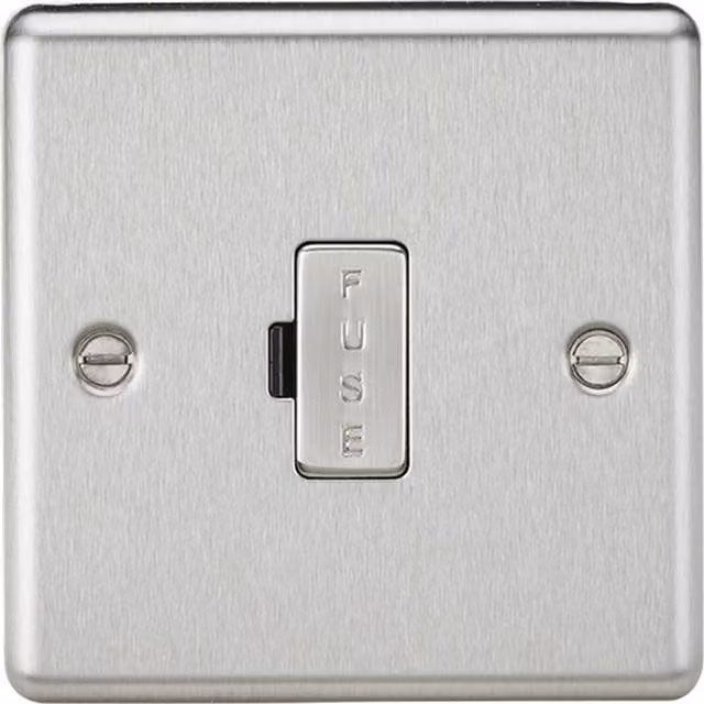 Knightsbridge 13A Fused Spur Unit with Rounded Edges in Brushed Chrome