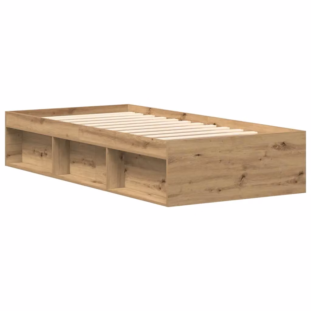 Berkfield Home Artisan Oak Bed Frame in Brown, Engineered Wood, W/D/H: 100 x 200 cm – 2