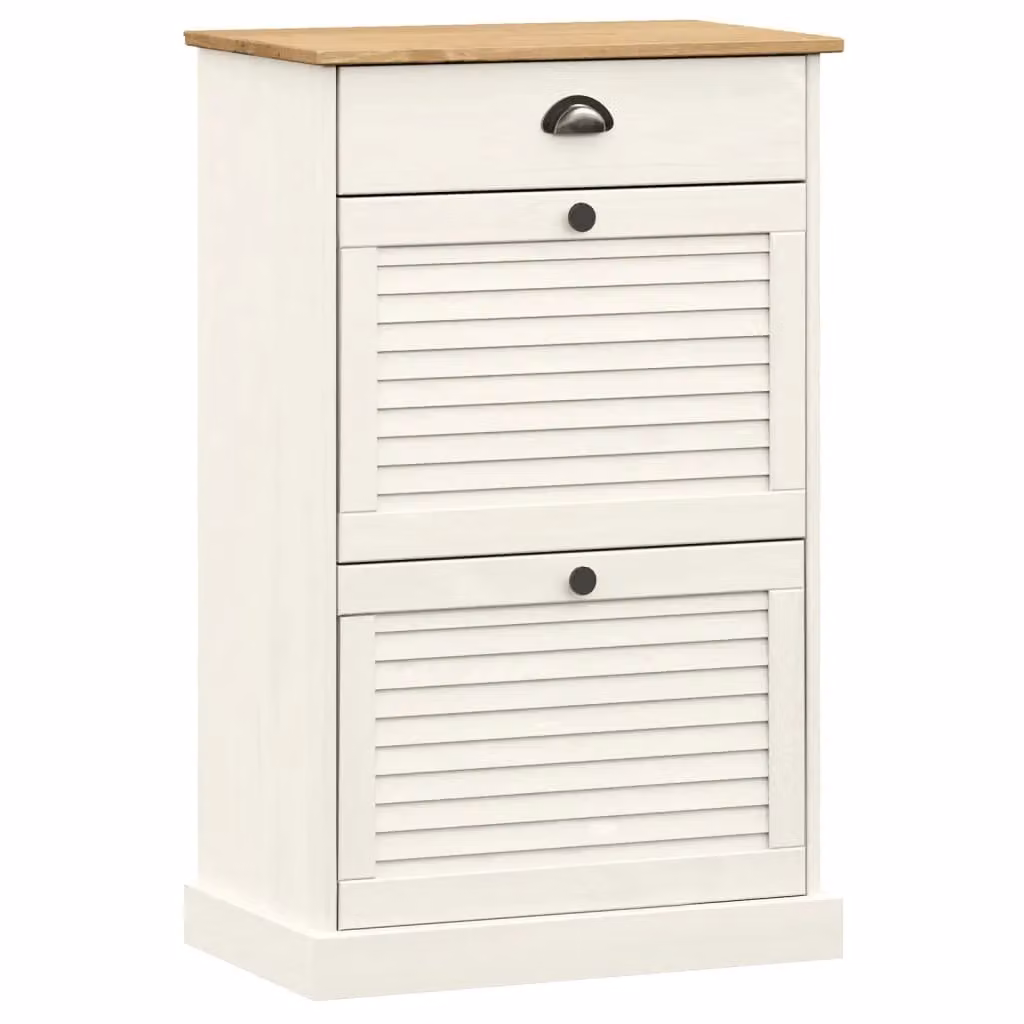 Berkfield Home VIGO Shoe Cabinet in White Solid Wood Pine, W/D/H: 60 x 35 x 96 cm – 2