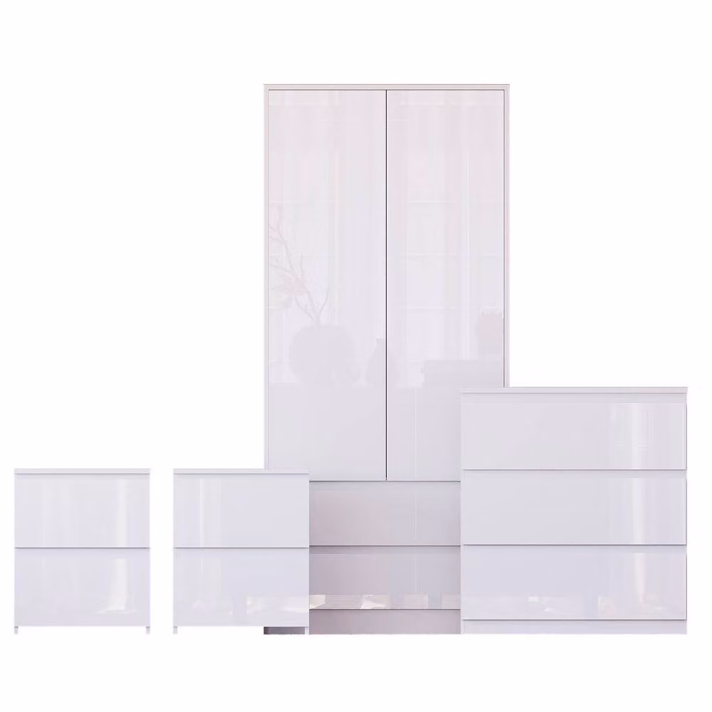 HD Designs Vida Designs Glinton 4 Piece White Glossy Bedroom Set – 2