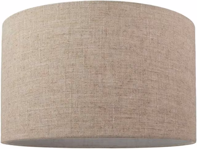 Happy Homewares Oatmeal Linen Drum Lamp Shade in Beige, Diameter: 35.56 cm – 1