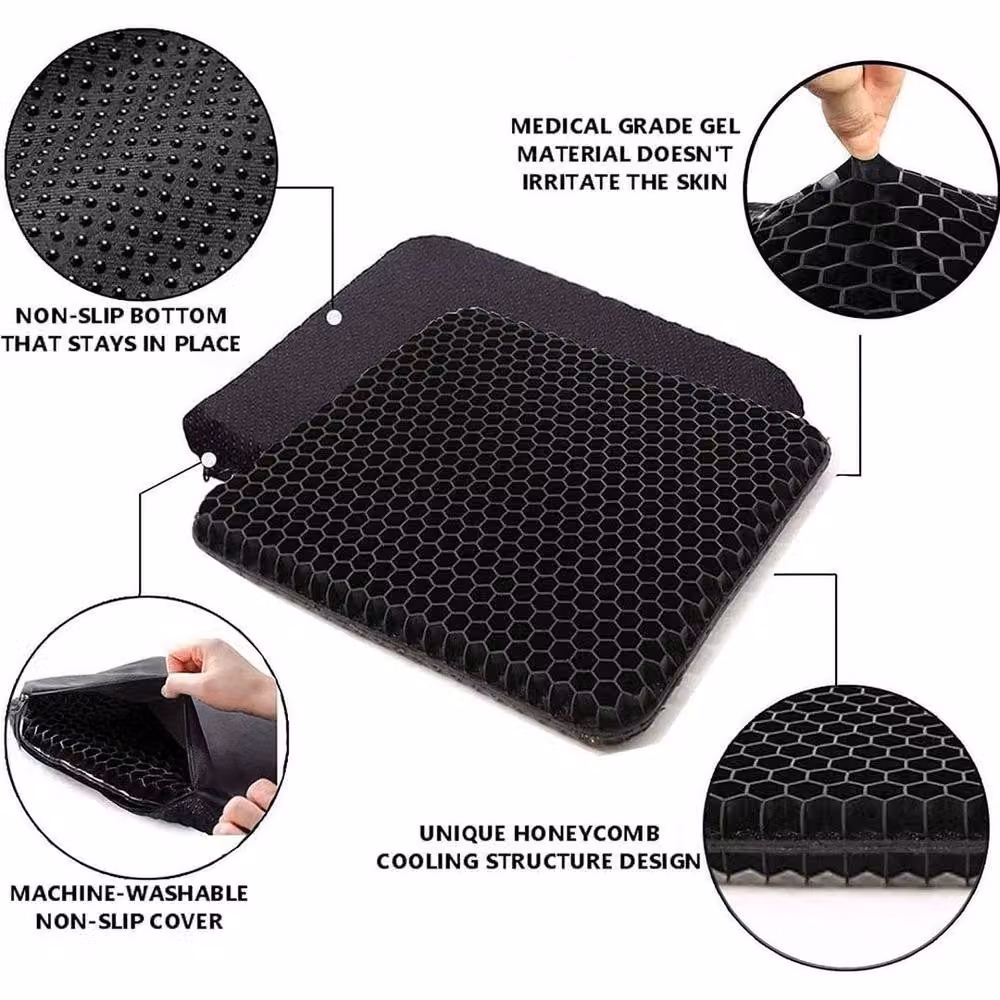 KORVIXA Black Breathable Gel Egg Seat Cushion, W: 100 cm x L: 190 cm – 2