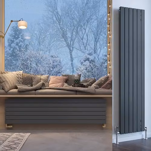 Terma Steel Wall Mounted Radiator in Anthracite Grey, H 180 cm x W 44 cm – 1