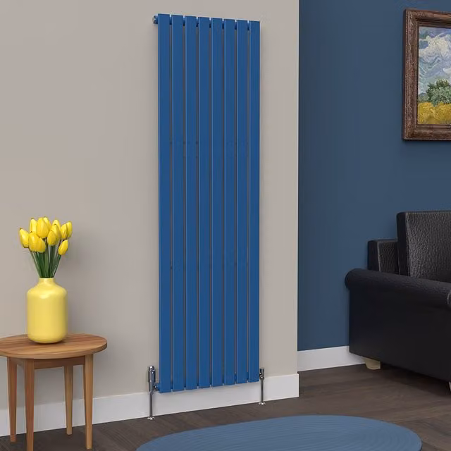 Lux Heat Oval Coloured Vertical Radiator in Galaxy Blue, H 180 cm x W 54 cm
