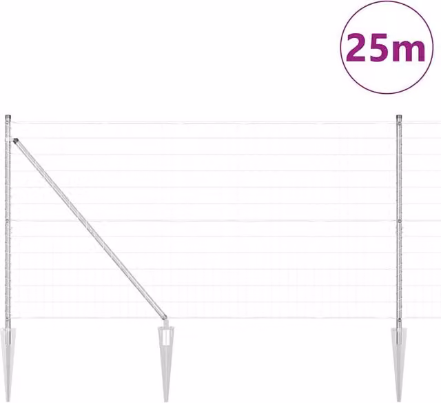 Berkfield Home Modern Euro Fence with 13 Spike Posts, Galvanised Steel, Silver, H: 120 cm, W: 25 m
