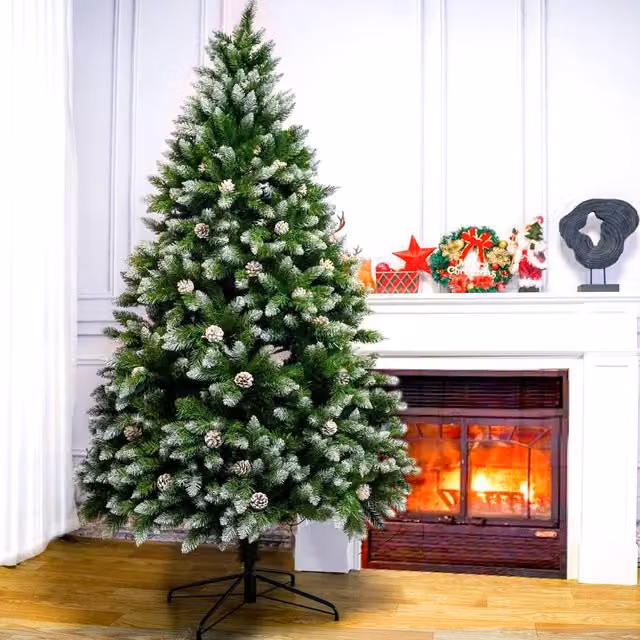 Direct Wicker 6FT Green Artificial Christmas Tree with Snowflake Spray – 1