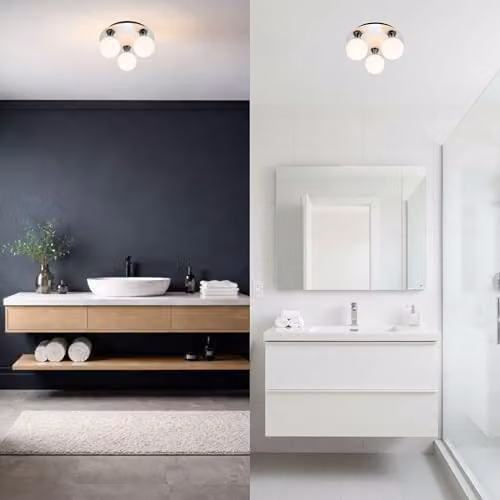 Cosylyte Bowen Classic 3 Light Bathroom Ceiling Flush Light with Opal Glass, Chrome, W/D/H: 25 x 25 x 13 cm, IP44, G9 LED Compatible – 6