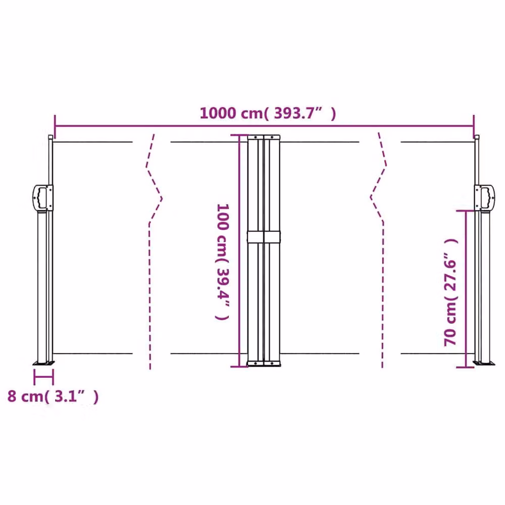 Berkfield Home Retractable Single Side Awning in Brown, W: 100 cm, L: 1000 cm – 6