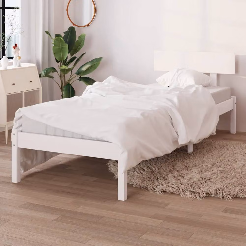 Berkfield Home Small Single Solid Wood Bed Frame in White, W: 75 cm, L: 190 cm – 2