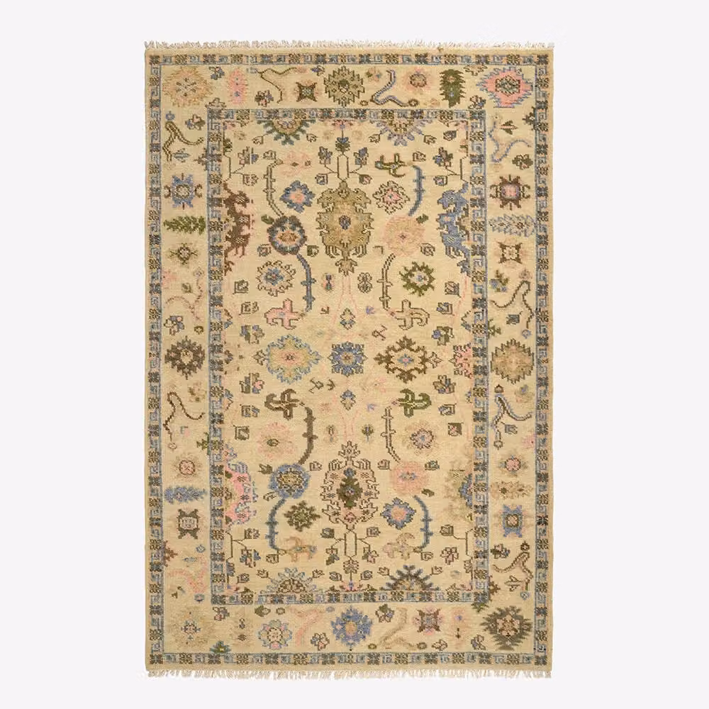 Atkin and Thyme Rambar Hand Knotted Floral Vintage Rug, Multicolour, W 200 cm x D 300 cm