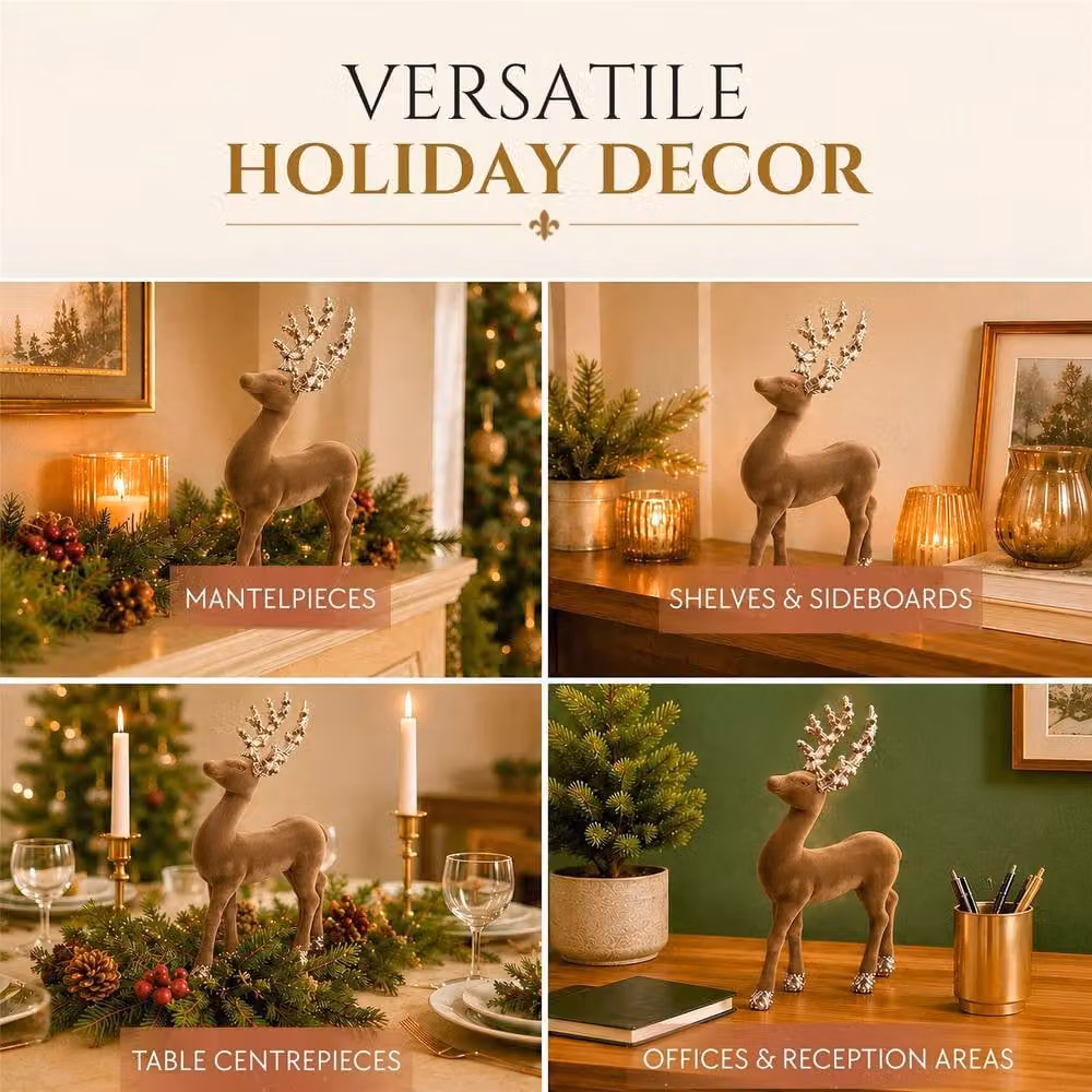 Shatchi Classic Christmas Reindeer Figurine in Brown, Height: 23 cm – 4