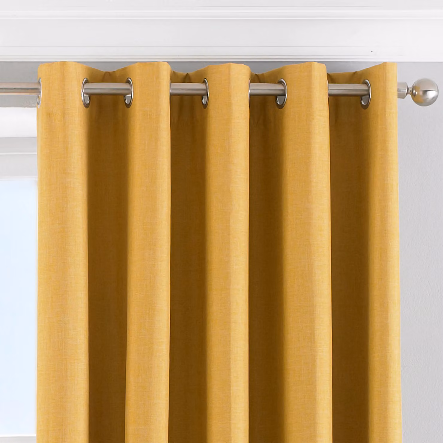 Essentials Twilight Thermal Blackout Eyelet Curtains in Yellow, Width: 168 cm, Drop: 183 cm – 2