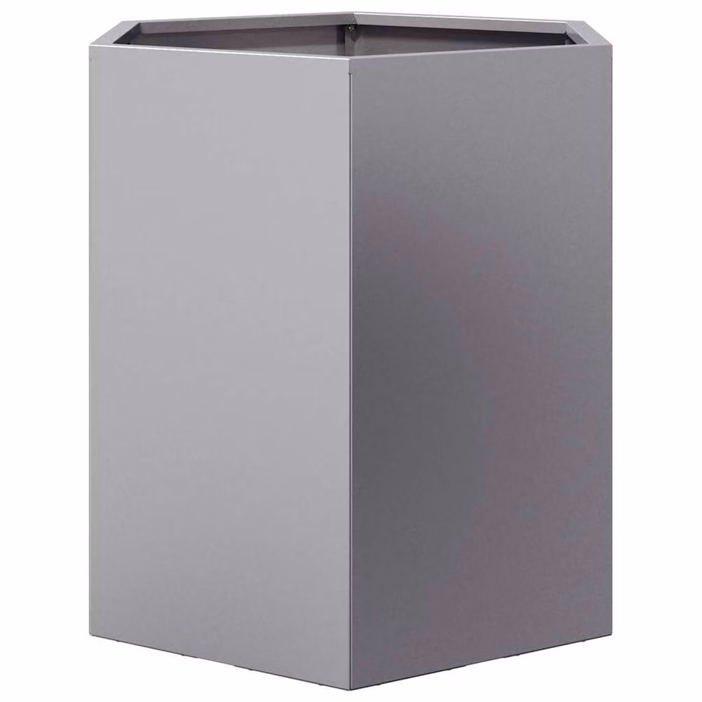 Berkfield Home Hexagon Garden Planter in Silver Galvanised Steel, W: 46 cm, D: 40 cm, H: 45 cm – 3