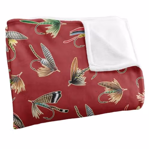 JQ Licensing Fly Fishing Lures Pattern Super Soft Fleece Throw Blanket, Multicolour, W: 91 cm, D: 147 cm – 2