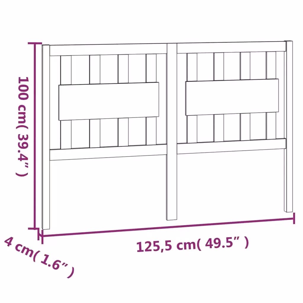 Berkfield Home Rustic Solid Pine Bed Headboard, Honey Brown, W: 125.5 cm, D: 4 cm, H: 100 cm – 3