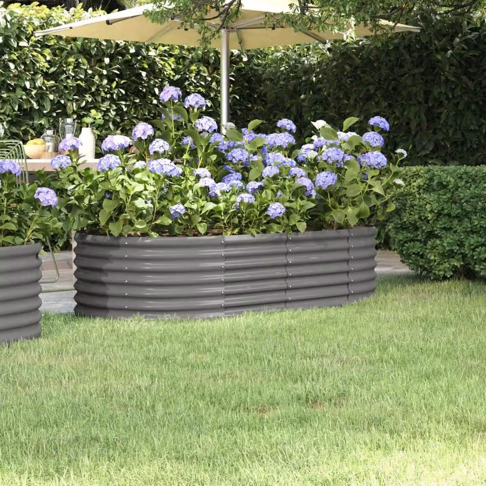 Berkfield Home Garden Powder-coated Steel Raised Bed in Grey, W/D/H: 152 x 80 x 36 cm – 2