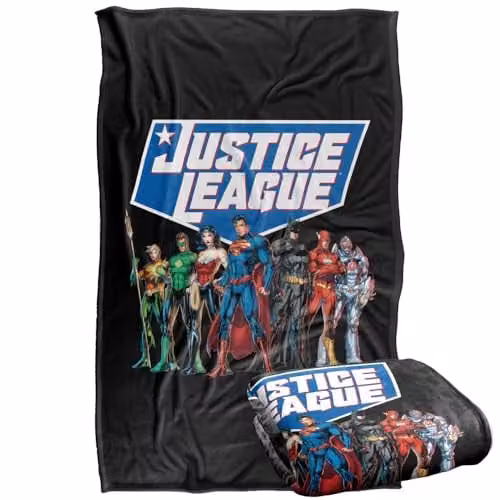 Warner Bros. Justice League Modern Line Up Super Soft Fleece Throw Blanket, Multicolour, W: 91 cm, D: 147 cm