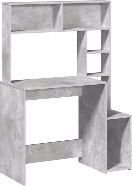 Berkfield Home Computer Desk with Shelves in Concrete Grey, W/D/H: 100 x 45 x 140 cm – 1