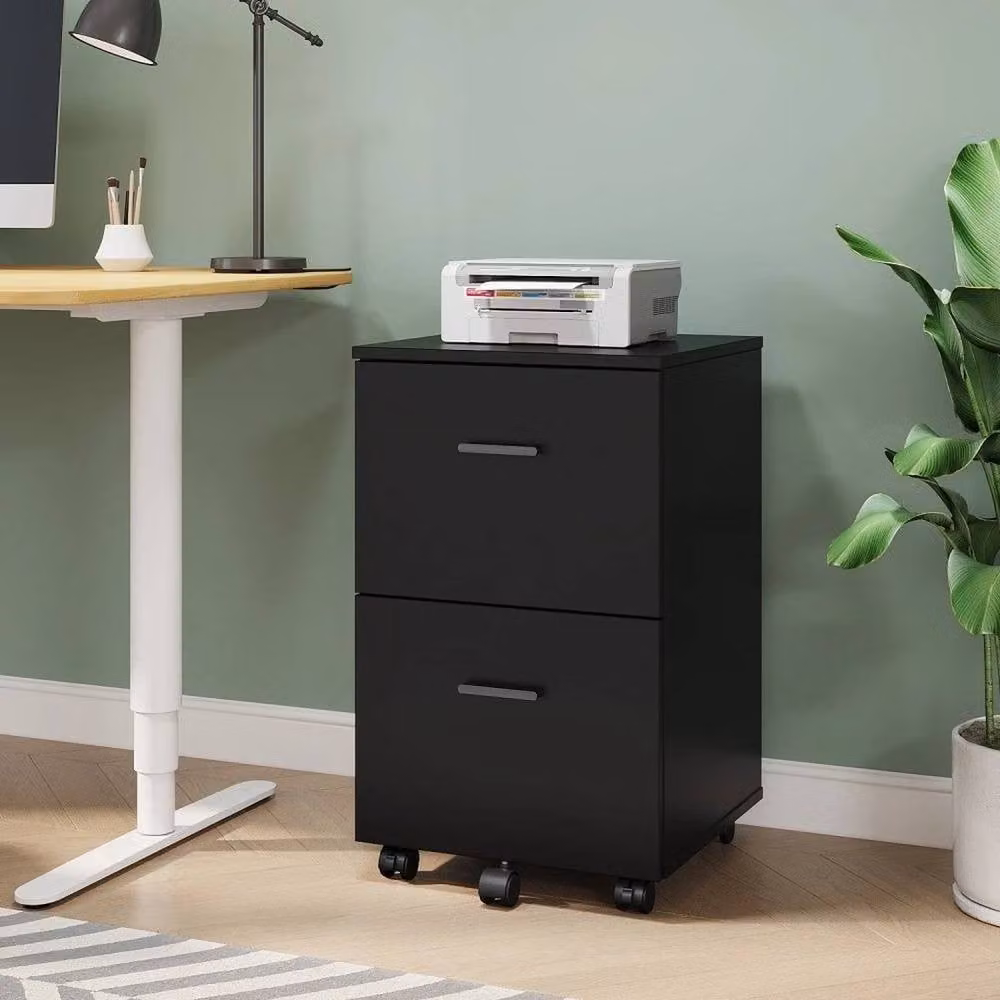 KORVIXA Black 2 Drawer Mobile File Cabinet Rolling Organizer – 3