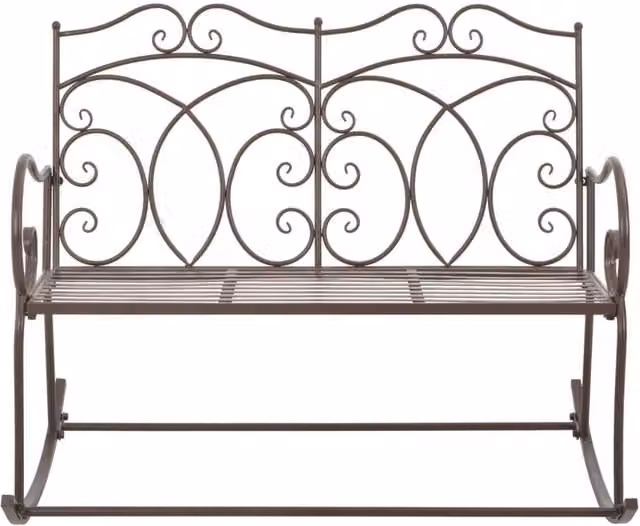 Berkfield Home Metal Garden Bench in Antique Brown, Width: 104 cm – 1