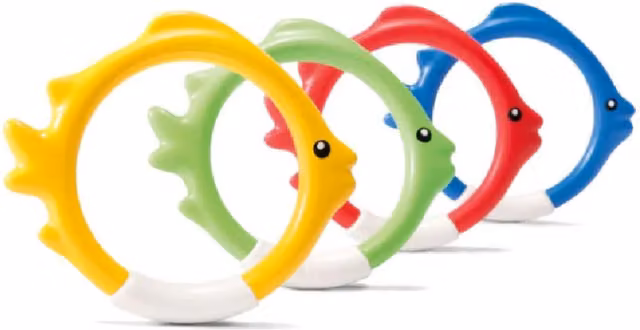 Intex Underwater Fish Rings Diving Pool Toy, 4-Pack, Multicolour