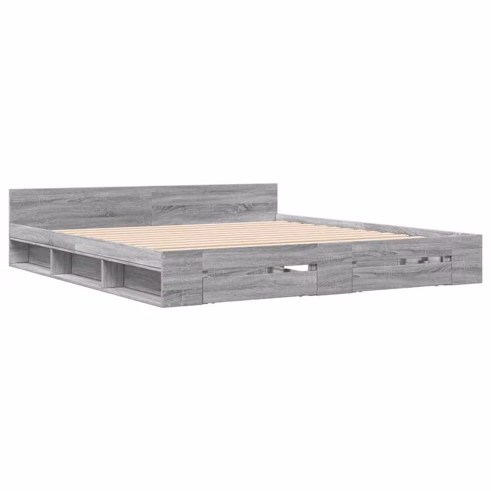 Berkfield Home Grey Sonoma Bed Frame with Drawers, W/D/H: 200 x 200 cm – 3