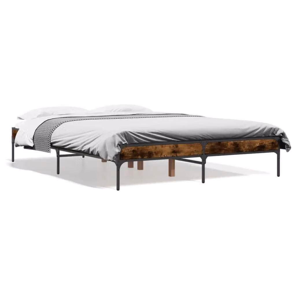 Berkfield Home Small Double Bed Frame in Smoked Oak and Brown, W/D/H: 120 x 200 cm – 2