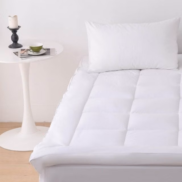 Glamhaus Luxury Mattress Topper Fitted Skirt in White, Single, W: 90 cm x D: 200 cm